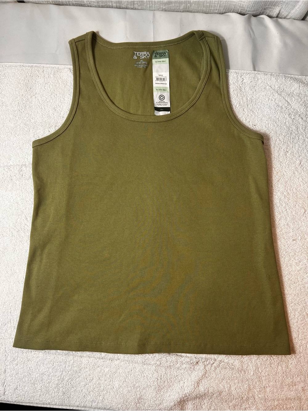Terra & Sky Olive Tank Top - Solid Olive Green PLUS SIZE 1X